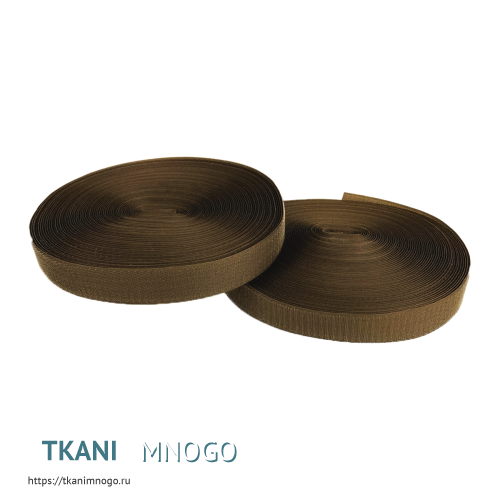 Фото Лента липучка 25 мм, коричневый