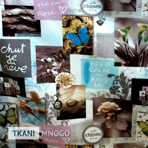 Фото внешнего вида микровелюра “8072-5” мультиколор, цветы, город.